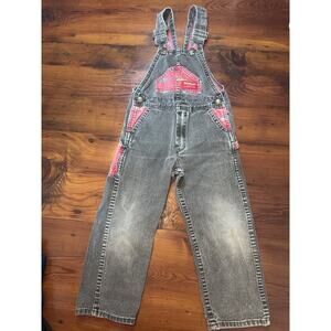 Oshkosh b'gosh VTG Overalls Vestbak Black Grey Denim size 4T Race Horse Lined